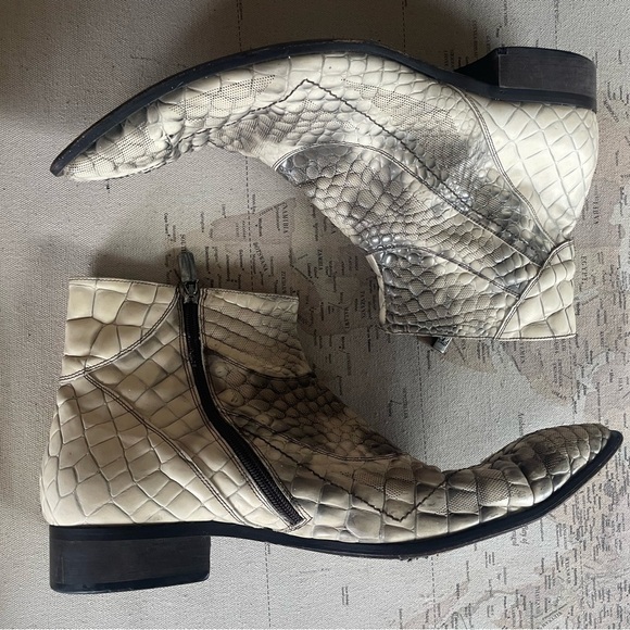 Jo Ghost Croc Print Leather Ankle Boots Size 46 | 12 US - Picture 2 of 16